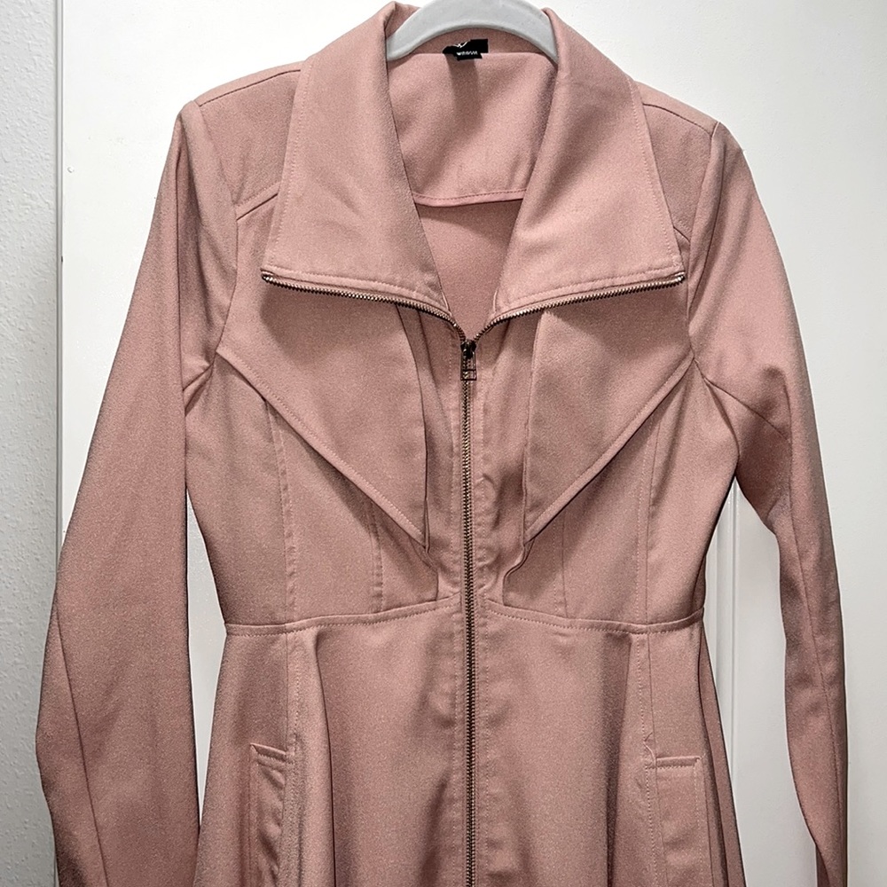 Mauve peplum trench coat